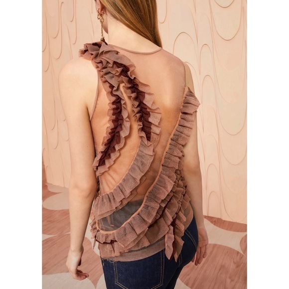 NWOT Ulla Johnson Ruffle Sleeveless Brown Winnifred Top - Picture 5 of 6